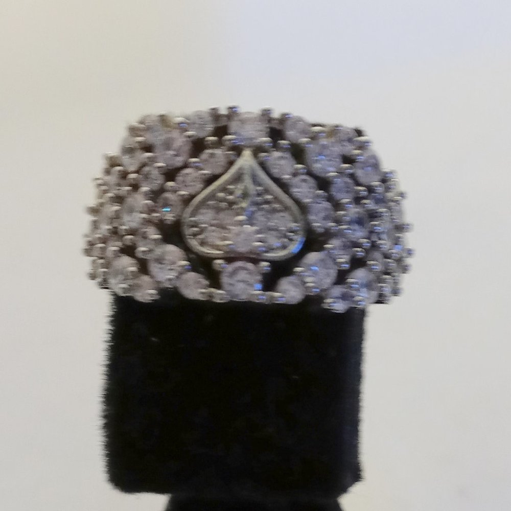 925 Silver Filled Filigree White Sapphire Ring With Center Heart  8